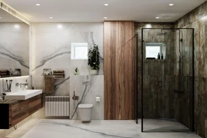 Modern Bathroom With Marble Wood